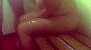 Wife gets sneaky sex with big cock in public shower while curvy and caught bathing outdoors!