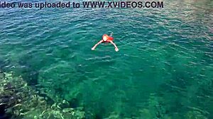 Blue Water And A Naked Girl With Shaved Pussy Wet Skinny Tits In Outdoor Public Flashing