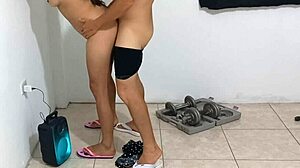 I'm pounding my stepmom hard while she visits me at the gym 😈💦