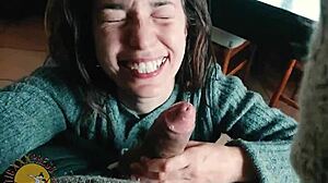 what happens when cute babe gives early morning blowjob with cumshot on valentines breakfast in real life porn