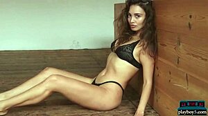 Stunning Colombian milf babe Calypso Muse undresses in lingerie striptease