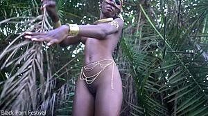 Hot skinny African village girl walking naked in her village probably looking for some dick 😏