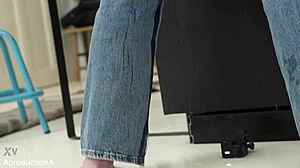 alice maze soaks her jeans in wet sporty pissing scene during casual play