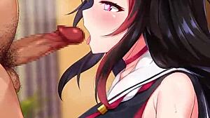 Here's how Ookami Mio from Hololive gives a super sloppy blowjob as a vtuber