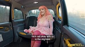 Pink-Haired Vixen Enjoys Creampie Thrill In Fake Taxi Ride