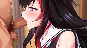 Here's how Ookami Mio from Hololive gives a super sloppy blowjob as a vtuber