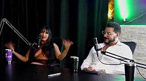 This French guy meets the Brazilian girl and starts easing him into the swinger life with a threesome.