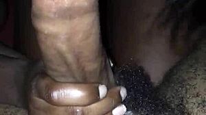 young black teen 18+ gives deepthroat with sloppy head action