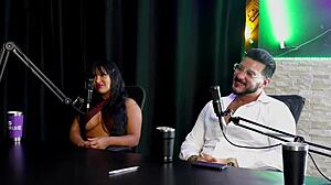 This French guy meets the Brazilian girl and starts easing him into the swinger life with a threesome.