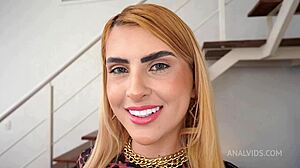 Mina, take my monster cock deep in your busty brazilian blonde ass