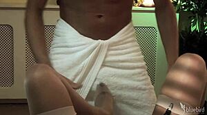 Cindy Dollar Strips From Red Dress And Vibes Shaved Pussy Outdoors