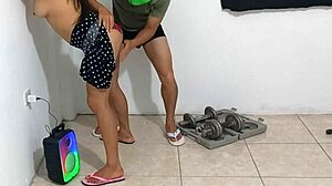 I'm pounding my stepmom hard while she visits me at the gym 😈💦