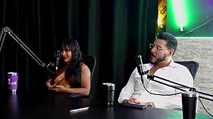 This French guy meets the Brazilian girl and starts easing him into the swinger life with a threesome.