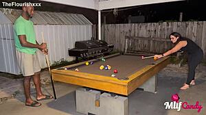 Milf Samantha Takes Long Bbc After Losing Pool Game Outdoors