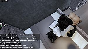 roblox slut loves getting covered in cum, ends up totally soaked 😏💦