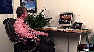 subtle tease from british babe in stockings and heels encouraging cfnm jerk off with pierced tattooed body