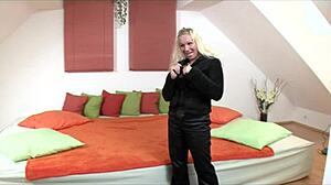 Blonde Milf Offers Pussy For Cash With Cumshot On Natural Tits In European Setting