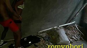 Brazilian bodybuilder novinha from Rio de Janeiro favela in shortinho gets fucked with fingering and slapping in abandoned house.