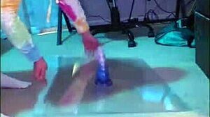 Needy chubby femboy first time with bad dragon dildos in ass fisting and gaping on bed