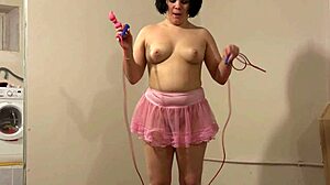 Milf uses jump rope with anal plug for amateur fetish play