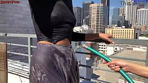 Erotique Entertainment - free promo ErotiqueFetish threesome two amateur girls one big dick outdoor footjobs barefoot patio wet dreams starring Eric John