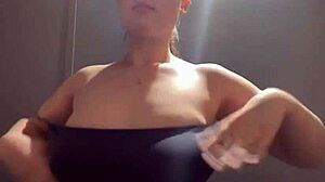 so this horny amateur with big natural tits goes extreme masturbating in the public locker room outdoors