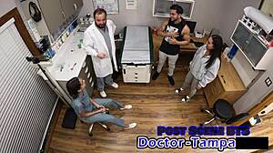 Dr Tampa examines couple Mia and Xander in gyno roleplay