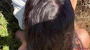 Found perfect spot for him to cum on my tits during sucking