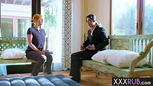 redhead milf lauren phillips gives massage to best client with extra titty fuck and rough sex