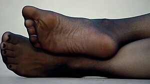 i love my feet in these nylon pantyhose they feel so comfy and nice um yeah as a wife