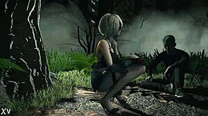 nier automate 2b sexy modeling striptease and fuck with assfucking anal undressing