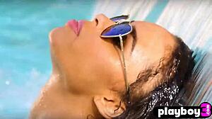 Stunning Black Milf Briana Ashley Poses in Lingerie Strips to Expose Hot Big Natural Tits Outdoors!