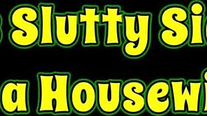 Horny housewife shows slutty sides with bondage roleplay buttplug and pierced nipples