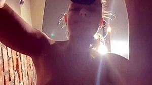 so this horny amateur with big natural tits goes extreme masturbating in the public locker room outdoors