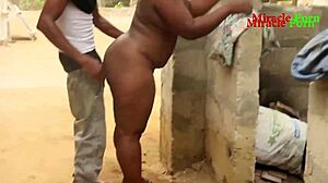 i caught my landlord's daughter bathing outside and we ended up in doggystyle hardcore action