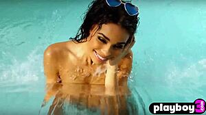 Stunning Black Milf Briana Ashley Poses in Lingerie Strips to Expose Hot Big Natural Tits Outdoors!