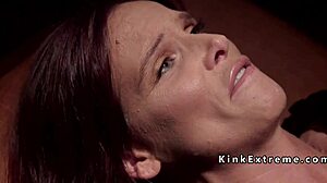 Hot bound slave experiences intense session with anal fingering