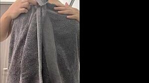 degenerate wife strips naked in front of camera and takes a shower... oh, she's such a petite latina slut with big tits