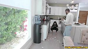 Horny teen 18+ Marley spreads legs wide in bikini for stud to lick her pussy deep.