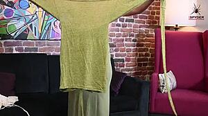 Double Speed Dressing and Undressing Skinny Babe in Tight Fishnets During Homemade Photoshoot with Neighbors Girl Next Door