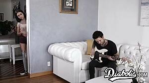 Teen Melissa Moore Gets Hairy Pussy Plowed Doggystyle then Fed Cum from Blowjob