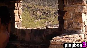 Stunning Black Milf Briana Ashley Poses in Lingerie Strips to Expose Hot Big Natural Tits Outdoors!