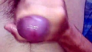 He dives into very drooling head with hot convulsive masturbation using his big monster cock solo.