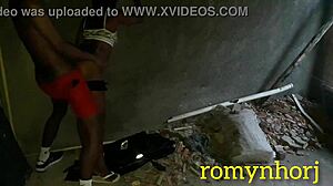 Brazilian bodybuilder novinha from Rio de Janeiro favela in shortinho gets fucked with fingering and slapping in abandoned house.