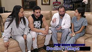 Dr Tampa examines couple Mia and Xander in gyno roleplay