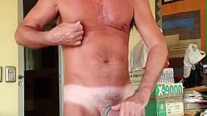 Pervy papifachero having some boner bulge rubbing in muscle shorts