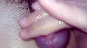 He dives into very drooling head with hot convulsive masturbation using his big monster cock solo.