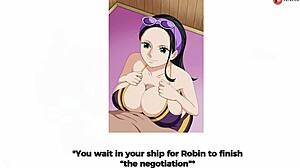 One Piece's Nico Robin Gets Naughty Titty Fucking A Marine In Hentai