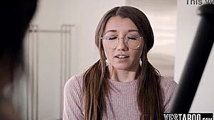 Watch Out! Nerdy Lesbian Teen 18+ Seduces and Pounds Her Milf Stepsister's Girlfriend with Intense Pussy Licking and Fingering!