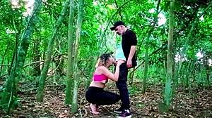 Blonde Couple Meets Naughty Country Girl On Street And Takes Her To Woods For Outdoor Fun